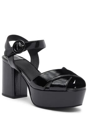Jeffrey Campbell Black Patent Platform Block Heel Sandals